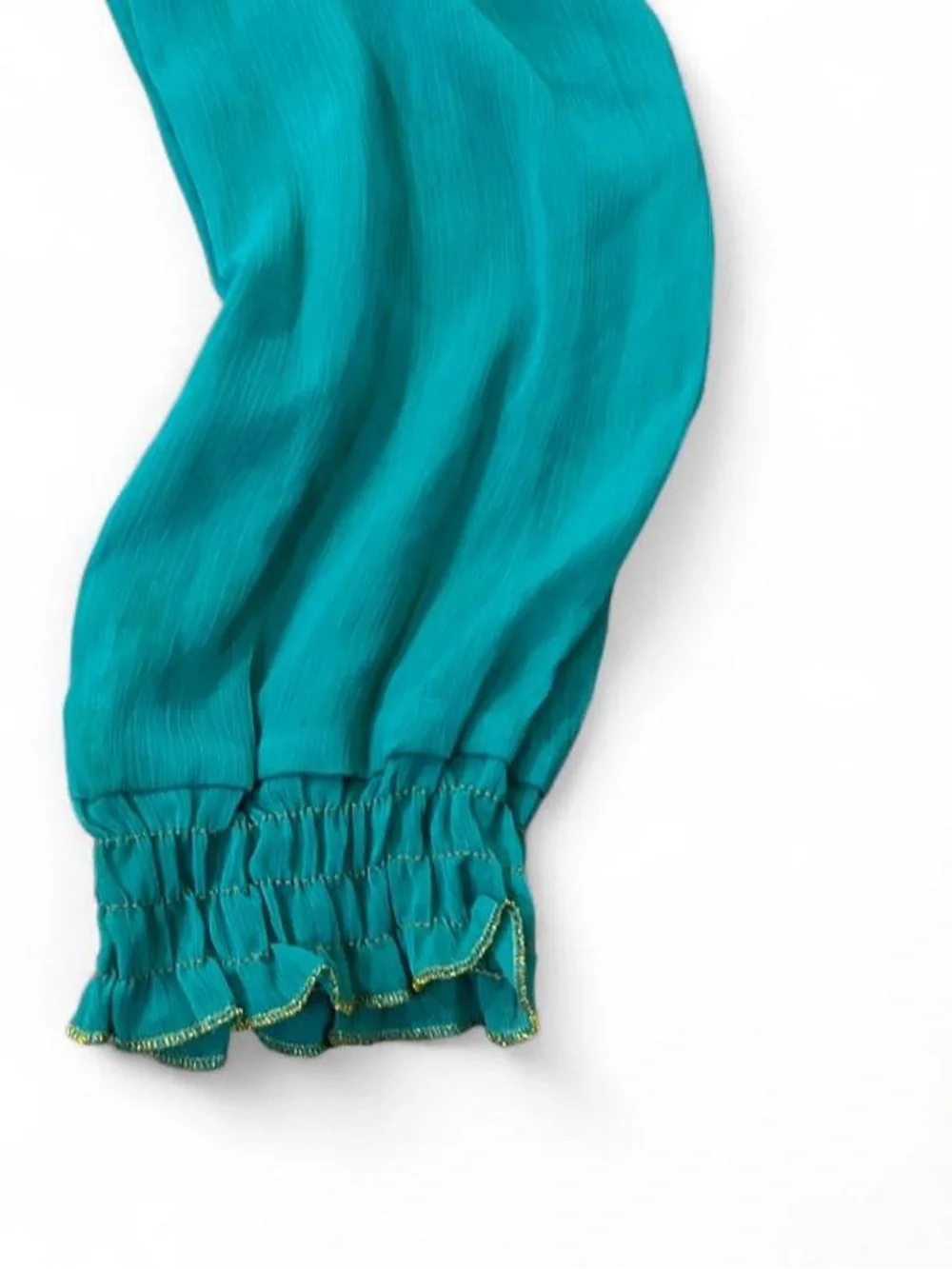 Official Teal and gold Disney Jasmine costume with gold floral embroidery - Picture 5 of 5
